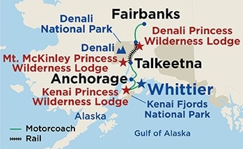 Map shows port stops for Off The Beaten Path - Tour LA5. For more details, refer to the List of Port Stops table on this page.